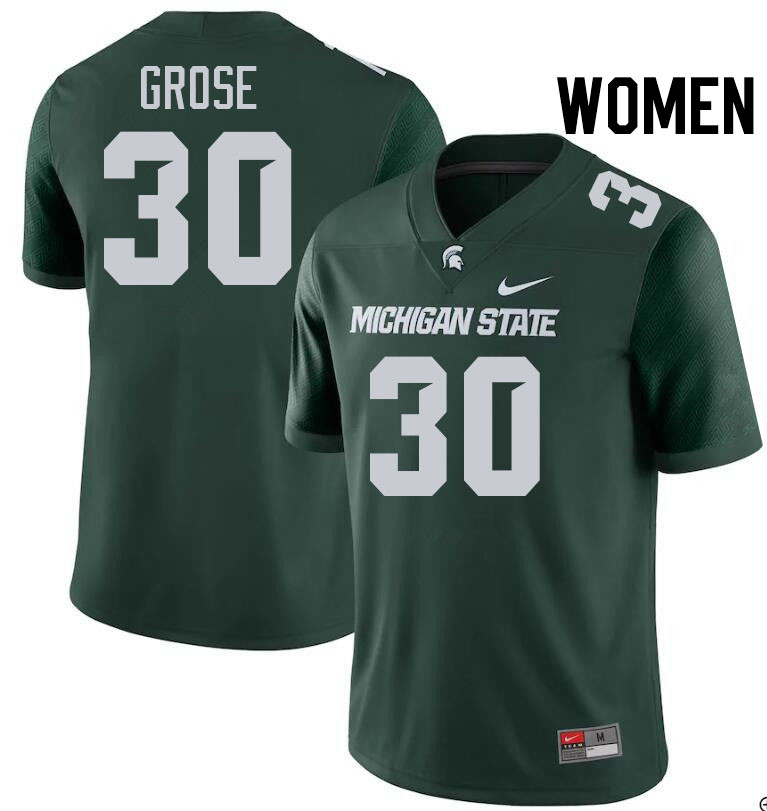 Women #30 Aveon Grose Michigan State Spartans College Football Jersesys Stitched-Green